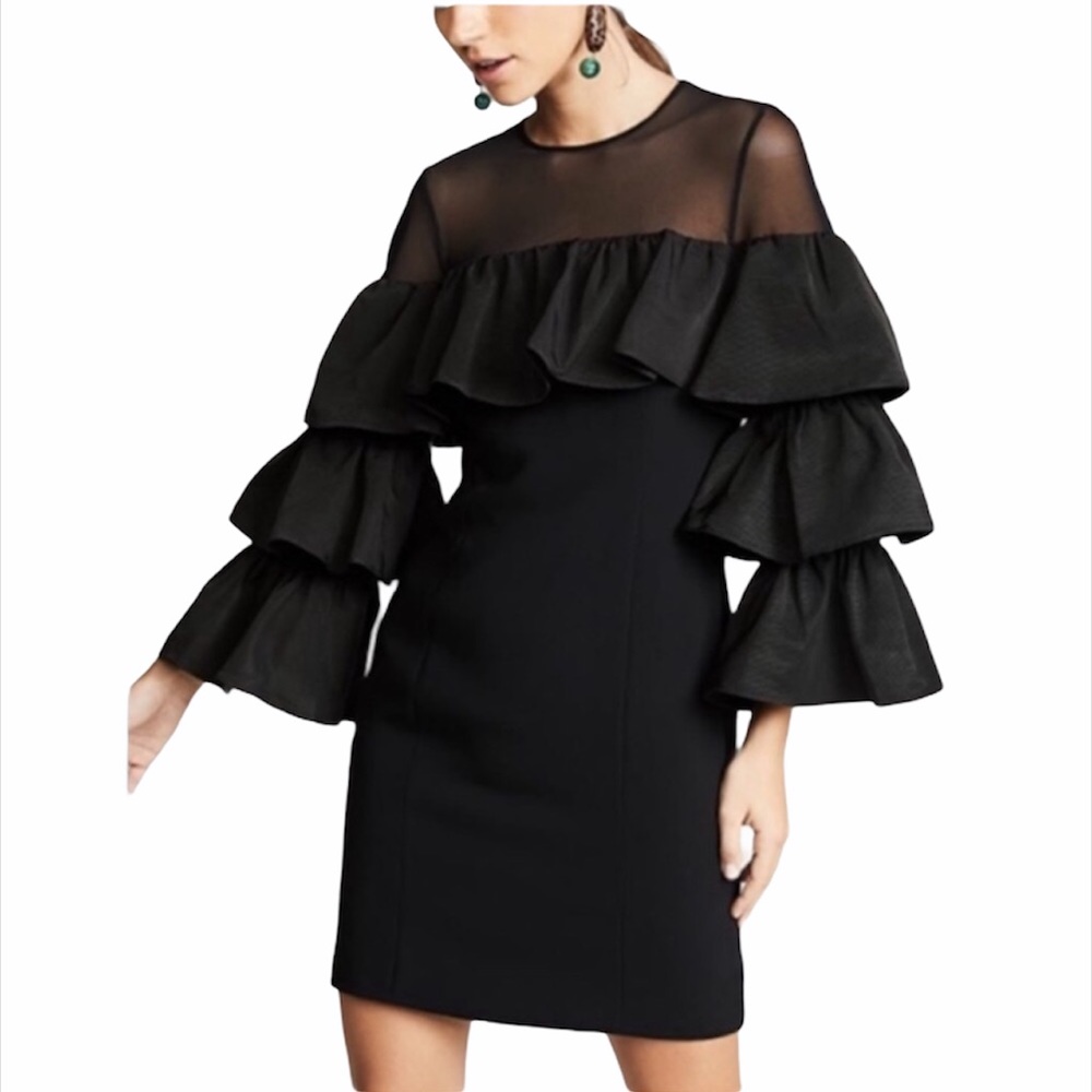CINQ A SEPT VALENTINA RUFFLES TIERED SLEEVES SZ 6